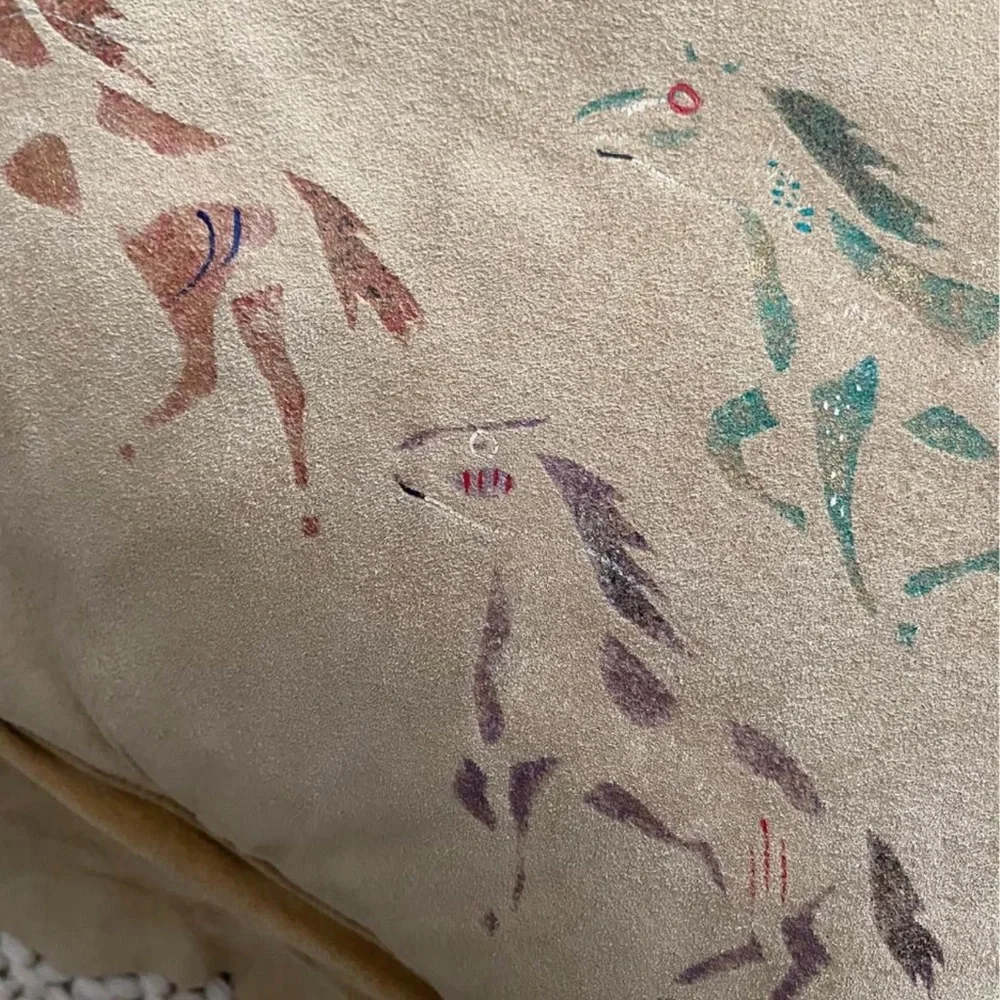 handmade hand painted Native America leather suede pillow indian pony horse OOAK - Picture 3 of 8